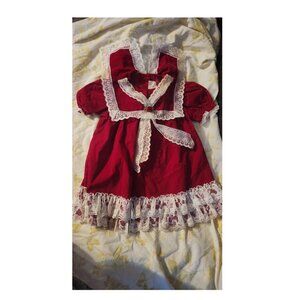 Vintage little precious red with white lace dress
